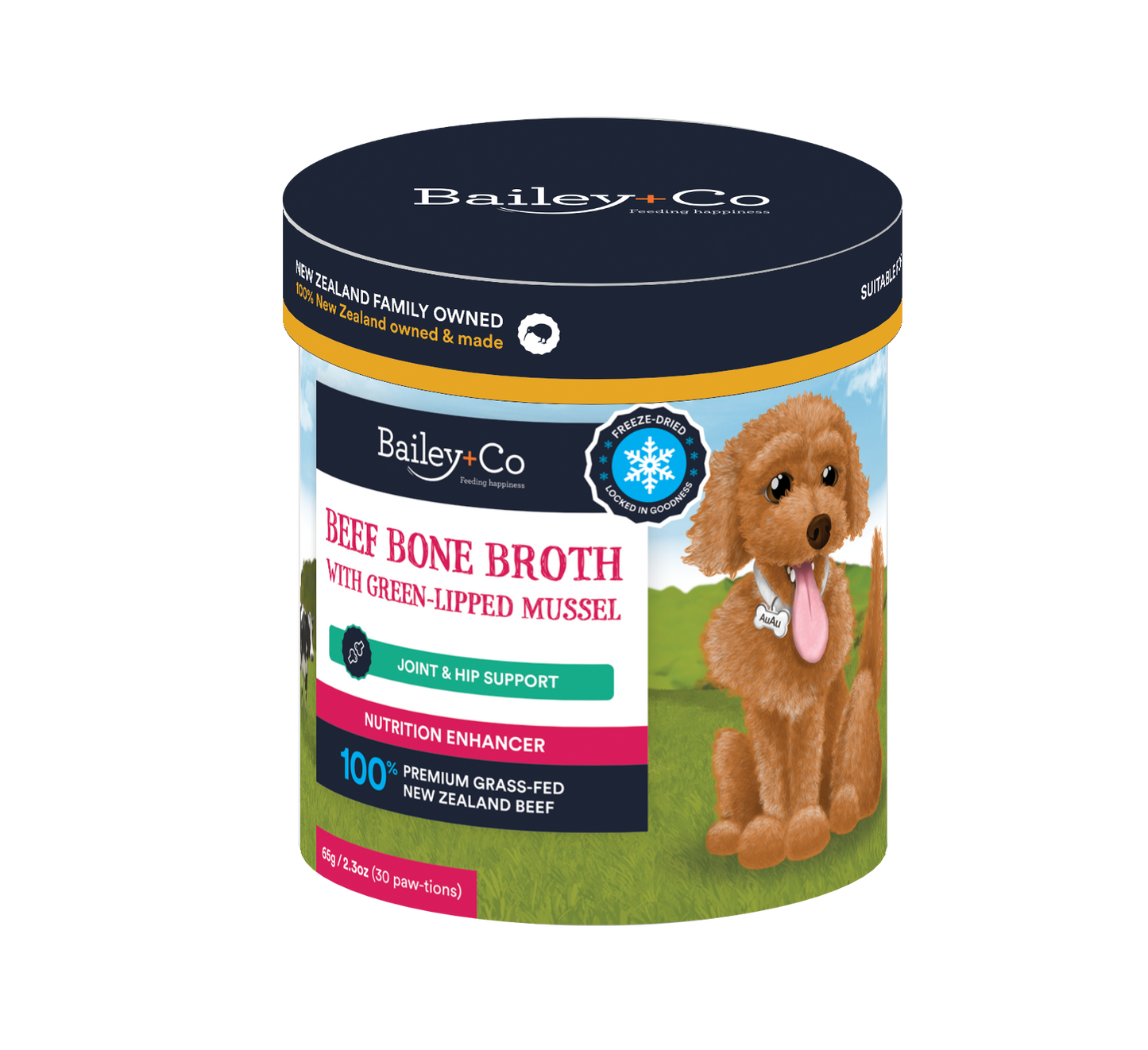 Bailey+Co Beef Bone Broth with Green-lipped Mussel 30 paws 65g